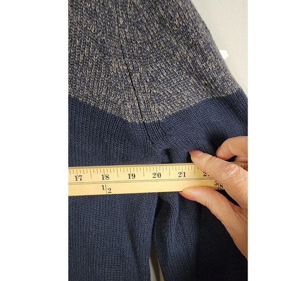 Banana Republic Shawl Collar Striped Knit Sweater Men's Size‎ L Navy Grey - Picture 6 of 8